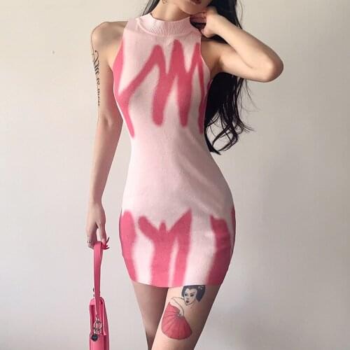 European and American fashion 2021 summer cross-border new womens dress round neck bag hip slim fit color matching knitted bott