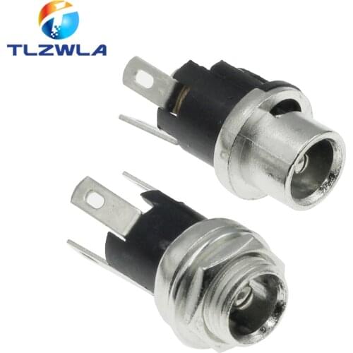100PCS DC025M 5.5*2.1/2.5mm DC Socket With Nut 5.5x2.1/5.5x2.5 mm DC Power Jack Socket Female Panel Mount Connector