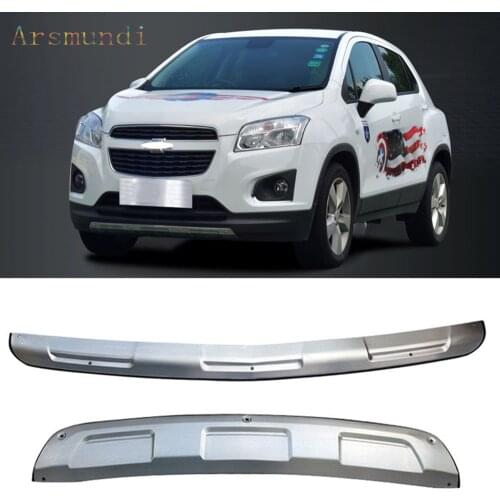 For Chevrolet TRAX 2014-2016 stainless steel Front+Rear Bumper Board Guards Board Protect Trims cover 2pcs car styling