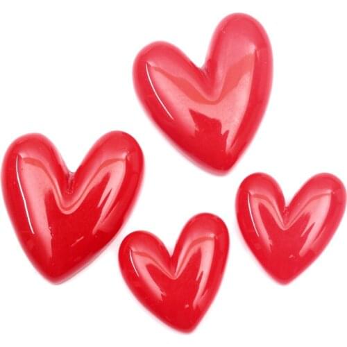 20pcs Red Heart Resin Crafts Christmas Decoration Flatback Cabochon Embellishment For Scrapbook DIY Accessoris