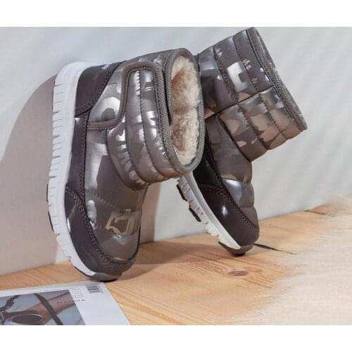 2021 New Winter Childrens Snow Boots Boys Fashion Waterproof Warm Shoes Unisex Thick Plush Non-slip Warm Shoes With Fur Lining