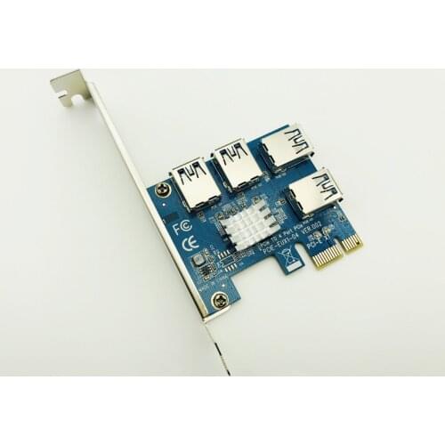 5PCS PCIe 1 to 4 PCI Express 16X Riser Card PCI-E 1X to External 4 PCI-e Slot Adapter Multiplier Card for Bitcoin Miner Mining