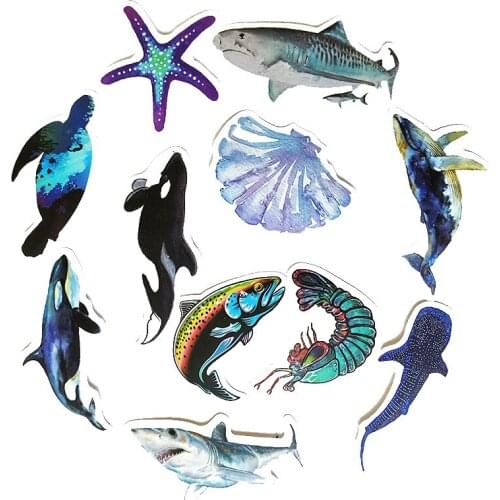 50Pcs Mysterious Ocean Creatures Stickers Luggage Skateboard Suitcase Laptop Guitar Waterproof Graffiti Sticker Kids Toy Gift