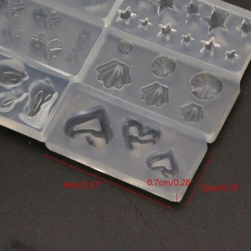 6Pc Mini Size Rabbit Star Goldfish Lotus Leaf Earrrings Resin Jewelry Mold Kit