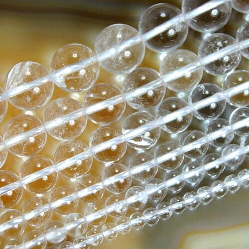 8SE11355 Natural Clear Quartz Round Beads 15.5" 4,6,8,10,12,14mm Pick Size