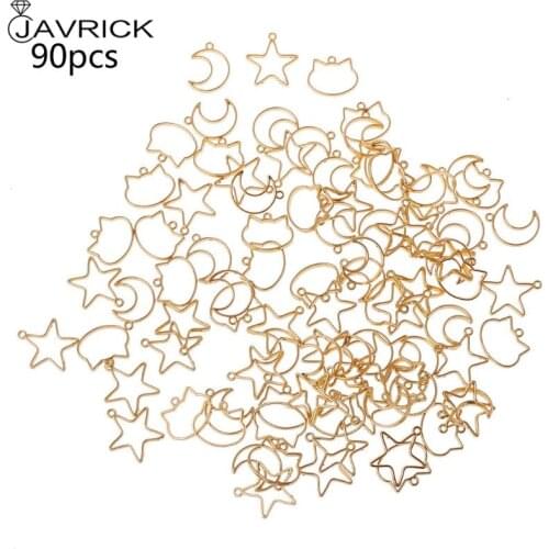 90Pcs Cat Moon Star Resin Frame Open Bezels Setting Blank Pendant Jewelry Making