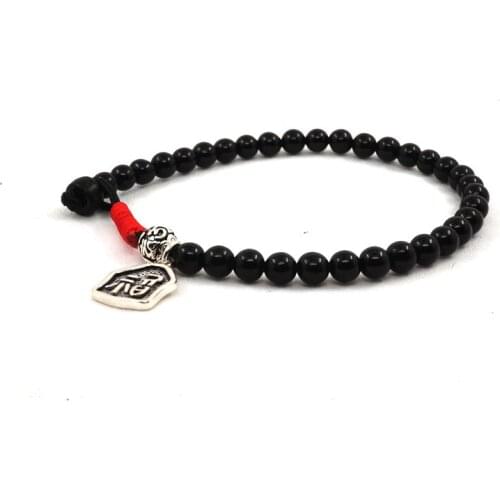 Tibetan Silver Natural Coconut Shell Red Lucky Beads Bracelets For Men Women Yoga Bangle Jewelry
