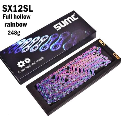 SUMC MTB Rainbow 12 Speed Bicycle Chain 12S Bike Chain 126L with Missing Link for Mountain Road Bike Bicycle Parts Original box