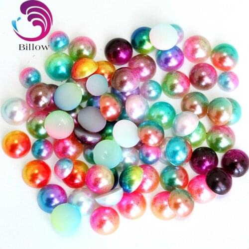 3mm-8mm Colorful Half Round Pearls Flatback Pearl Rhinestones Bead ABS Imitation Pearl Craft Beads For Nail Art Decoration B3316