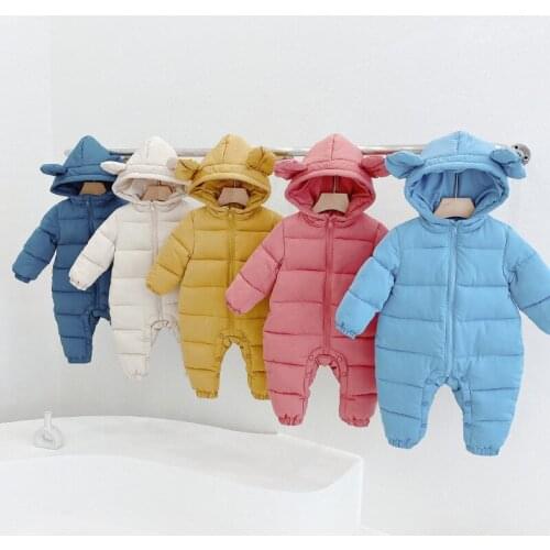 Baby Hooded Rompers Wear Warm Infant Long Sleeve Climbing Clothing Winter Kids Girls Boys Snowsuit Jumpsuit Baby Jackets Overall