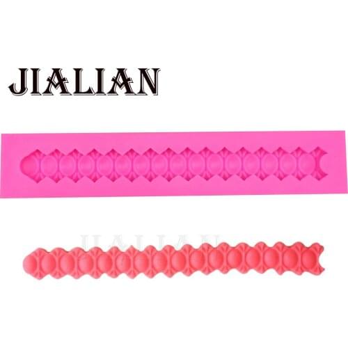 Long strip water beads lace chocolate wedding cake decorating tools DIY baking Paste Mould fondant silicone mold T0339