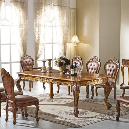 European dining table American classical dining table solid wood dining table chair rectangular dining table one table six chair