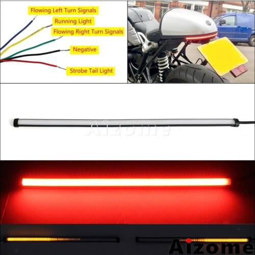 45cm Flexible Motorcycle Brake Tail Lights LED Strip Sequential Switchback Strobe Stop Taillight w/ Flowing Turn Signals Light