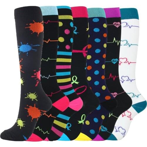 Running Socks Women Men Compression Socks Funny Nylon Knee High Breathable Medical Grade Leg Pressure Racing Cycling Socks