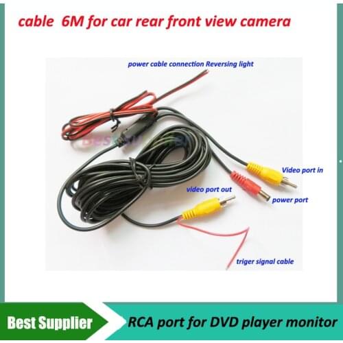 RCA port car rear view front view parking camera cables 6M connect to car monitor DVD player