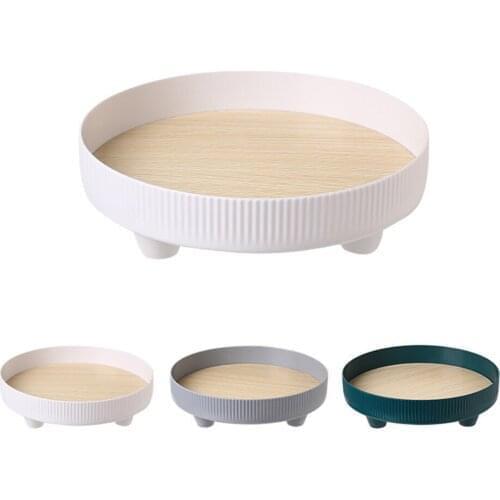 Abs Round Storage Tray Tableware White Wooden Ring Plastic Tray Decoration Jewelry Desktop Wedding Kitchen Serving Tray