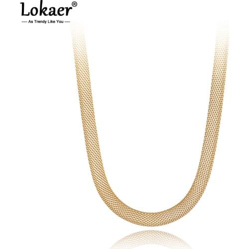 Lokaer Bohemia Style Titanium Stainless Steel Choker Necklace For Women Girls Original Design Hand Net Chain Necklace N21024