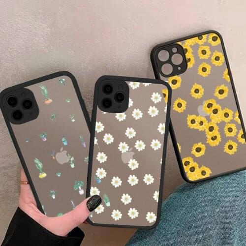 Daisy Flower Phone Case For iphone 12 11 8 7 plus mini x xs xr pro max matte transparent cover