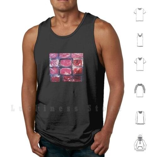Meat Tank Tops Vest 100% Cotton Meat Food Eat Foods Sweet Sweets Food Packaging Wrapping Helloween