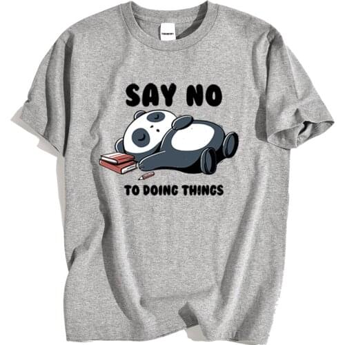 Say No To Doing Things Sleeping Panda Prints Tshirts Men Fashion Cartoons Tops Crewneck Breathable Sportswear Mens 2020 New