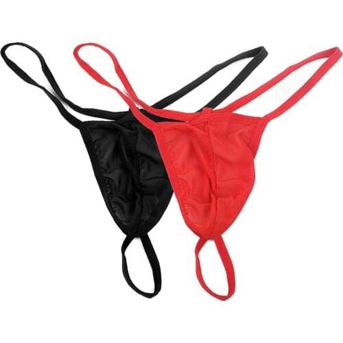Men Underwear Sexy Mesh T Back Thongs Underwear Breathable G-String Underpants Solid Briefs Male Low Waist Panties