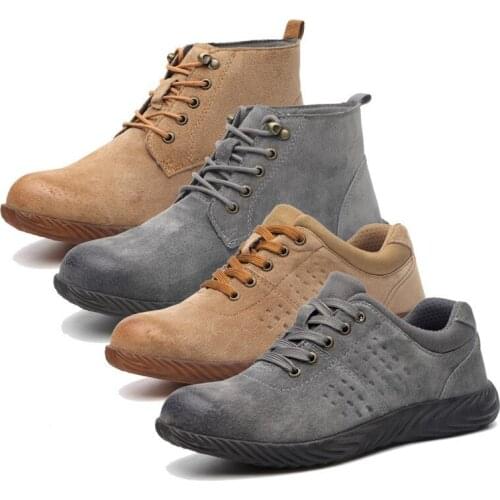 ZEEKSON Mens work shoes plus velvet anti-smashing anti-piercing shoes construction site non-slip protective shoes