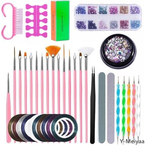 Hot Nail Tool Set 54W UV LED Lamp Dryer With Electric Drill Machine Nail File Nails Brushes Nail Rhinestones Polishing Strip 20