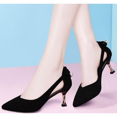 2021 New Mid-heel Sandals Ladies High-heeled Ladies Stiletto All-match Work Shoes Ladies Pointed Sexy Shallow Mouth Single Shoes