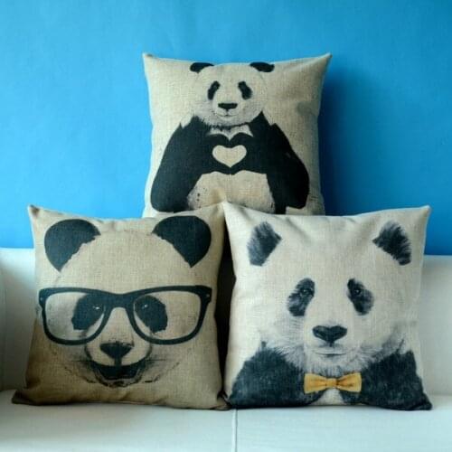 Panda pillow cover, cute cartoon animal panda glasses lover couple throw pillow case pillowcase wholesale