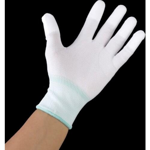 1 Pair White Nylon Gloves Medium Size for Coin Jewelry Silver Inspection Sewing Quilting Notions