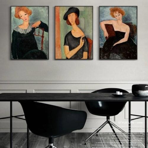 Portrait of Jeanne Hebuterne Canvas Paintings By Modigliani Famous Wall Art Posters And Prints Nordic Art Pictures Wall Decor