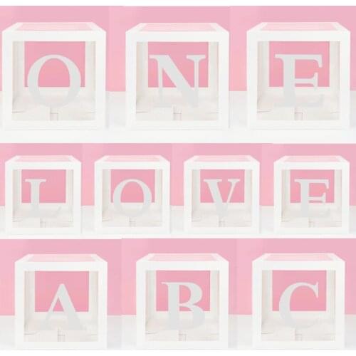 Transparent A-Z Letter Name Balloons Box Wedding First 1st Birthday Party Decors Baby Shower Gender Reveal Balloons Supply