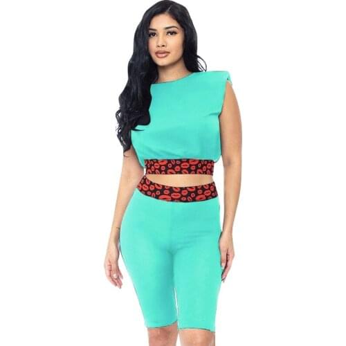 2021 Best Match Tie Dye Two Piece Tracksuit Gym Sets Womens Outfits Sleeveless Pullover Top Biker Shorts Sweatpants Lounge Wear