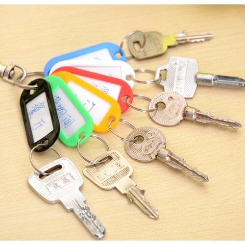 Labels 30pcs Colored Plastic Keychains for Keys Luggage ID Tag Key Rings with Labels with Name Cards