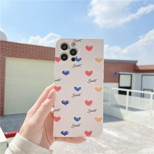 Love heart women case for iPhone 8 7 Plus 12 11 Pro max Mini xr xs max phone cases cute hearts soft camera protector cover coque