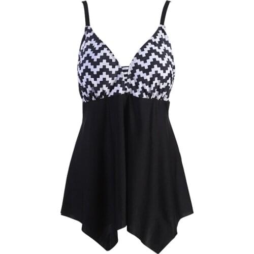 Women Plus Size High Waist Push Up Swimsuit Swimwear With Pants Retro Larger Size Two Pieces Tankini Set Bather Bathing Suit