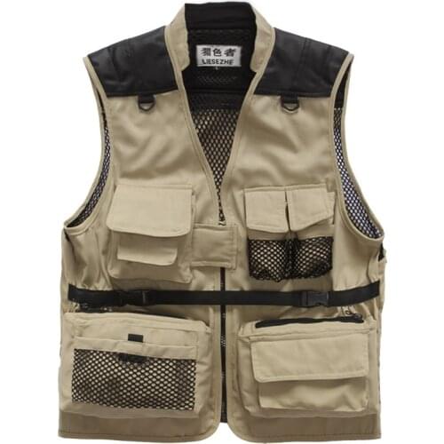 Mens Multi Pocket Fishing Vest Summer Outdoor Trekking Camping Breathable Quick Dry Waistcoat Hiking Travel Photography Overalls