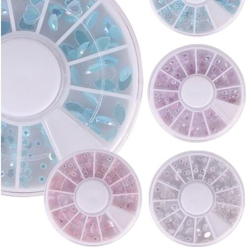 1 Box Colorful 3D Jelly AB Acrylic Wheel Nail Stickers Decoration DIY Nail Art Tips Jewelry Rhinestones Manicure Tools