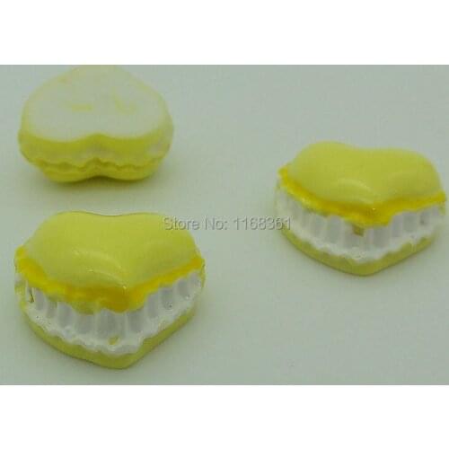 1pcs/lot resin flat back yellow color heart shape ice cake 16mm Scrapbook Embellishment DIY Phone Decoration B016-2