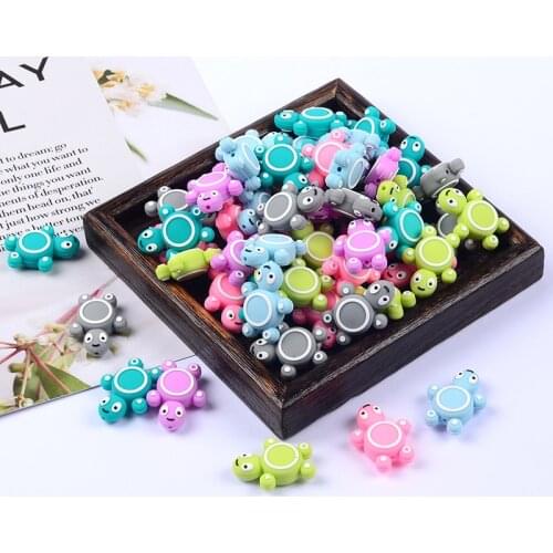 10Pcs/Lot Baby Silicone Beads DIY Nursing Bracelet Pacifier Clip Chain Teether Chain Mini Tortoise Teethers Toys Wholesale