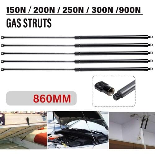 2pcs 860mm 150-900N Car Gas Struts Bonnet Hood Trunk Tailgate Shock Lift Strut Support Bar Gas Spring Bus Bed Truck Boat Window