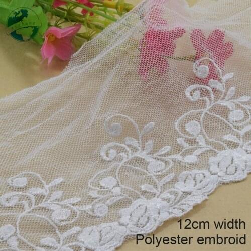 3yards 12cm wide polyester embroidery lace sewing ribbon guipure trim wedding decoration DIY dolls colthes Accessories lace#4018