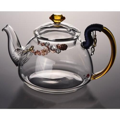 300ml Teapot Handmade Heat Resistant Glass Teapot Home Teaware Chinese Kung Fu Tea Set Teaware Tea Kettle Creative Coffee Kettle