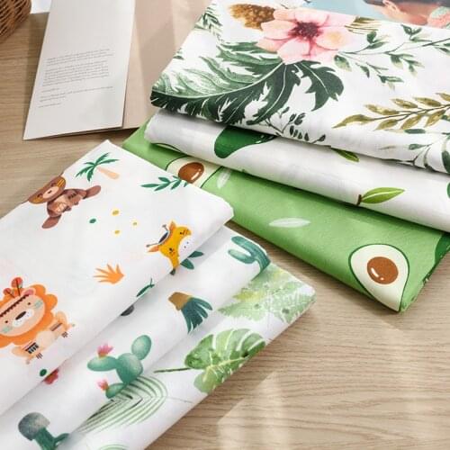 Green Cotton Fabric Print Lovely Twill Weave Bedding Fabric Sewing Material P12
