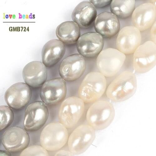 9-10mm Natural White Grey Irregular Freshwater Pearl Beads for Jewelry Making Diy Pearl Necklace Bracelet Jewelry 15