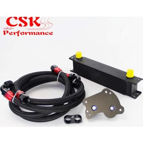 9 Row 248mm AN10 British Oil Cooler Kit Fits For BMW Mini Cooper R53 Supercharger Black