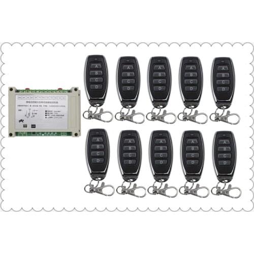 AC220V 380V 4CH 30A relay 4CH RF Wireless Remote Control Relay Switch Security Doors Electric Doors Smart Home 10* transmitter