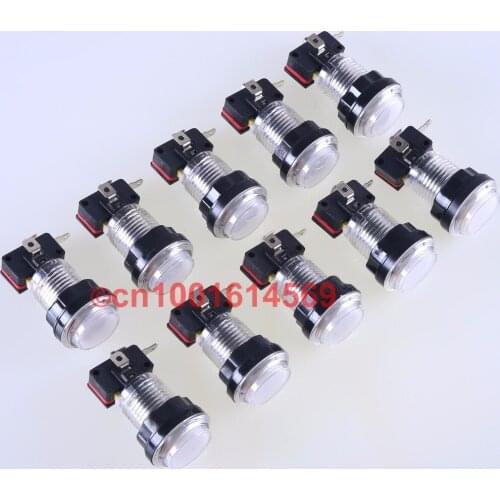 Reyann 5V 10 x 30mm Arcade LED illuminate Push Buttons For Raspberry PI 1 2 3 3B Retropie Project & Arcade Control Panel - White