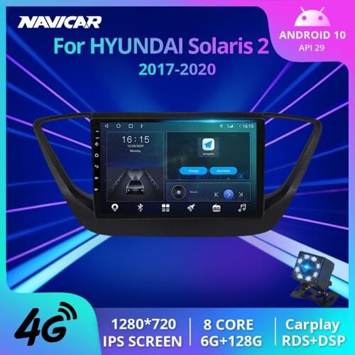 2Din Android 10 Car Radio For HYUNDAI Solaris 2 Verna Accent 2017-2020 GPS Navigation Auto Radio Bluetooth Player Car Stereo IGO