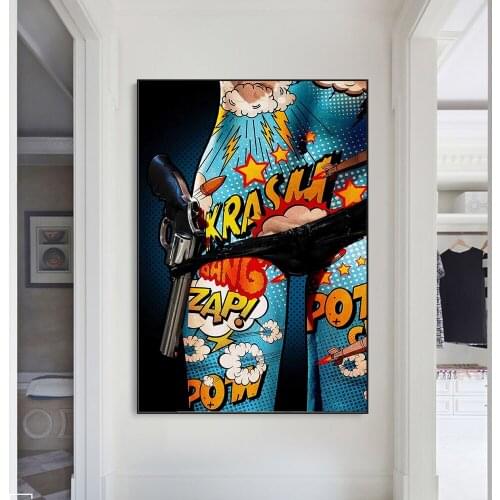 Large size full round drill Emeroidery diamond rhinestone painting cross stitch diamond mosaic Sexy Girl With Gun Graffiti Art